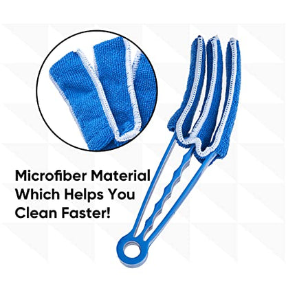 Blind Cleaner Duster Tool, Fan Blade Cleaner, Air Duct Cleaning Tools, Blue Window Blinds Cleaner with Microfiber Sleeve for Fans, Window Blinds, Vents, Shutters…(4 Pack -Superio) - size: 4