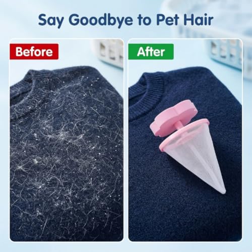 Pet Hair Remover for Laundry – 4 Pack Floating Lint Catcher for Washing Machine, Upgraded Ultra-Fine Mesh Pet Hair Catcher, Reusable Laundry Lint Trap for Dog & Cat Fur