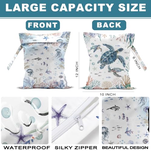 2Pcs Wet Bag Wet Dry Bag Reusable with Zipper 12x10 Inch - color: Multicolor 1460