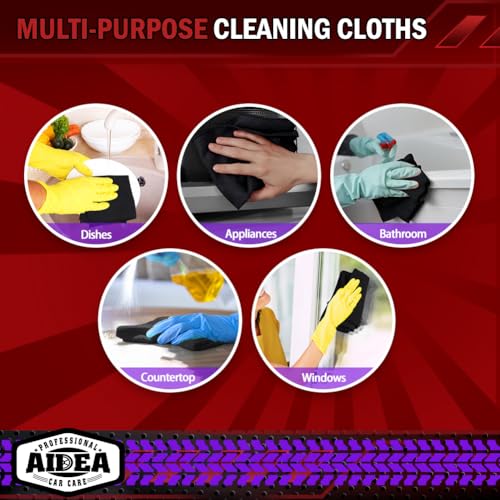 AIDEA Microfiber Cleaning Cloth Black, 600PK, Microfiber Towels, 12×12" - color: Black, size: 600PK
