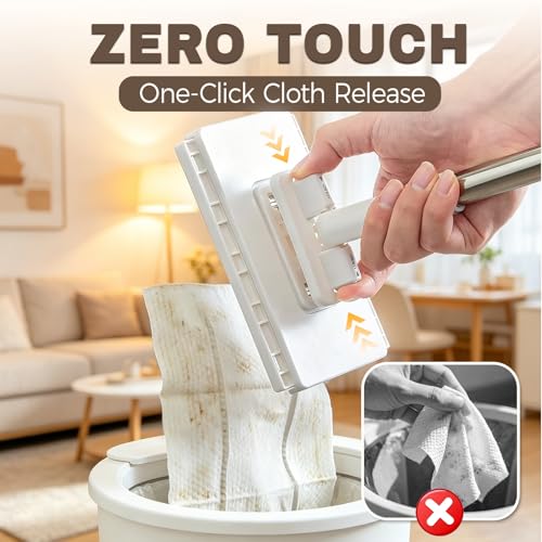 Hands Free Flat Mop, Zero Touch Gap Dust Cleaner & Locking Head