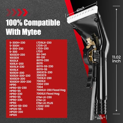 4" 1-Jet Upholstery Tool Compatible with Mytee 8400P Air Lite, Upholstery Wand for Mytee Carpet Extractors with 1/4" Quick Disconnect, Professional Cleaning Tool for Home, Auto & Commercial Use
