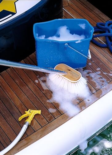 Shurhold Classic Deck Brush – Boat Cleaning Brush with Wood Block, Rubber Bumper & Durable Bristle Design - color: Stiff, White - 10", style: Deck Brush Stiff