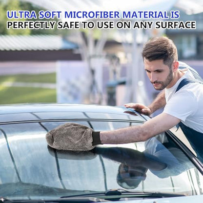 Teenyyou 6 Pcs Car Wash Mitts Microfiber, Blue, Grey, 9.84 x 7.87 Inch - color: Blue, Grey, size: 9.84 x 7.87 Inch