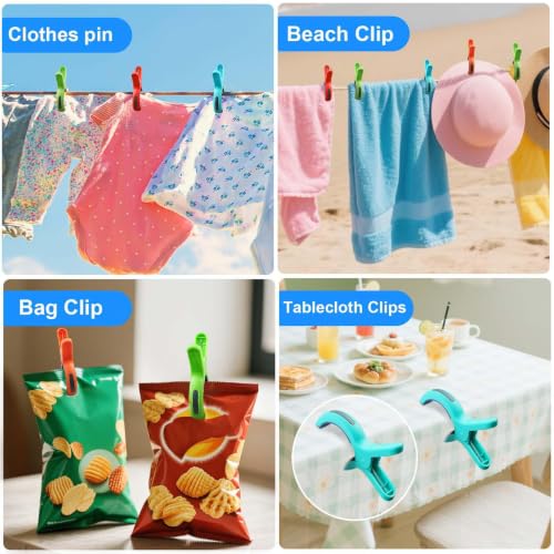 Large Beach Towel Clips for Beach Chair, Heavy-Duty Plastic Clothes Pins, Towel Clips for Beach Chairs Cruise-Keep Your Towel from Blowing Away, Vacation Beach Must Have Beach Chair Clips - color: 4 Colors