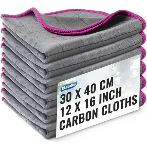 Ekedalen Microfiber Cleaning Cloth Lint Free Glass Polish, Purple-Dark Grey - color: Purple-dark Grey