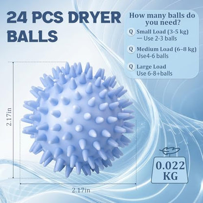 12 Pcs Reusable Laundry Dryer Balls, Plastic Dryer Balls Fabric Softener, Reduce Drying Time and Save on Energy, Soft Fluffy Clothes, Fewer Wrinkles, Less Static Cling