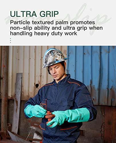 PACIFIC PPE 15 Mil Nitrile Chemical Resistant Gloves, Latex-Free, 2 Pairs - color: Green/12.6", size: XX-Large (Pack of 2)