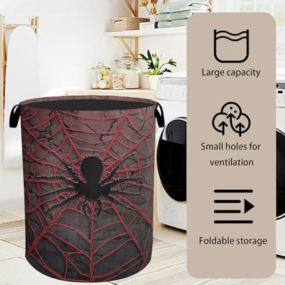 Spider Web Cool Foldable Laundry Hamper - Waterproof Fabric Storage Basket with Handles, Clothes Hampers for Laundry,Bedroom,Dorm - color: Spider Web Cool