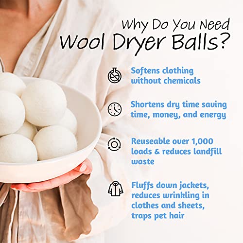 Wool Dryer Balls - Smart Sheep 8-Pack - XL Premium Natural Fabric Softener Award-Winning - Wool Balls Replaces Dryer Sheets - Wool Balls for Dryer - Laundry Balls for Dryer - Reusable Dryer Balls