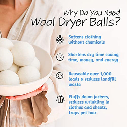 Wool Dryer Balls - Smart Sheep 8-Pack - XL Premium Natural Fabric Softener Award-Winning - Wool Balls Replaces Dryer Sheets - Wool Balls for Dryer - Laundry Balls for Dryer - Reusable Dryer Balls