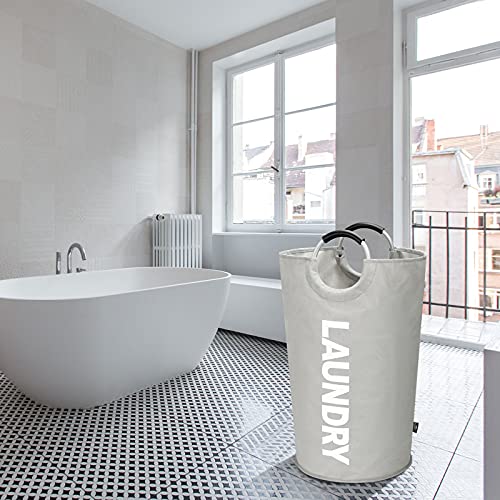 DOKEHOM 125L X-Large Laundry Basket Bag, Collapsible Tall Hamper, Grey - color: Light Grey, size: 125L