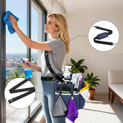 Ytonet Extra Large Cleaning Caddy Bag with Dividers, Foldable Cleaning Tote - color: Blue, size: X-Large