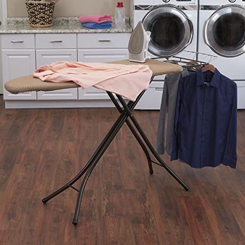 Household Essentials Wide Top Ironing Board with 4‑Leg Steel Frame, Fixed Iron Rest, Silicone‑Coated Cotton Cover, Antique Bronze Finish - color: Brown/Bronze, size: 49" L, style: Without iron station