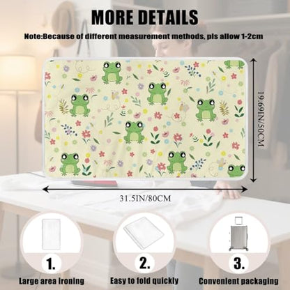 Ironing Mat Ironing Board Pad Heat Resistant, Portable, Quilting & Travel Blanket 32 x 16 Inch Cute Frog Small Ironing Mat for Table Top,Countertop,Etc - color: Cute Frog