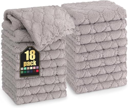 Homaxy 18 Pack Super Soft Absorbent Dish Cloths, 10" x 10", Grey - color: Grey, size: 10 x 10 inch-18 pack