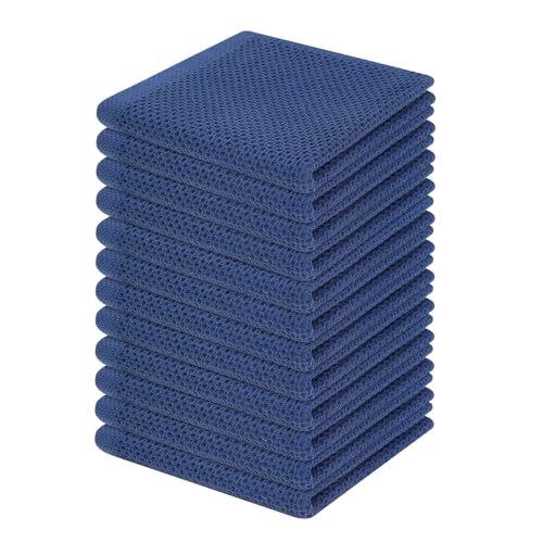 Homaxy 100% Cotton Waffle Weave Kitchen Dish Cloths 12-Pack, Navy Blue - color: Navy Blue, size: 12 X 12 - 12 Pack