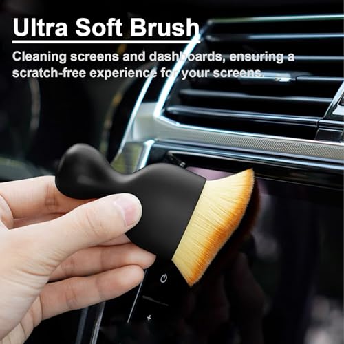 4 PCS Car Detailing Brush Set for Cleaning Interior or Exterior, Boars Bristle Detailing Brushes, Dusting Cleaning Supplies, Tool for Emblem, Air Vents, Wheels, Leather Upholstery Seat