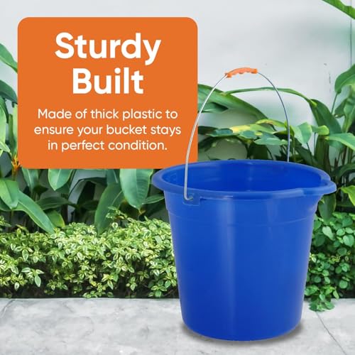 Superio 2.75 Gallon Plastic Mop Bucket with Grip Handle, Utility Pail for Cleaning, Car Wash, Fishing, Camping & Household Use, 10 Liter, Royal Blue - 2 Pack - color: Royal Blue, size: 2 Pack