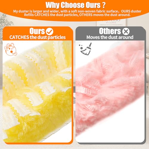 50 Count 360° Heavy Duty Duster Refills Compatible with Swiffer, Larger Size-Extra Thick Electrostatic Disposable dusters Refill for Electronics, Furniture, Blinds, Ceiling Fans, Unscented - color: Yellow