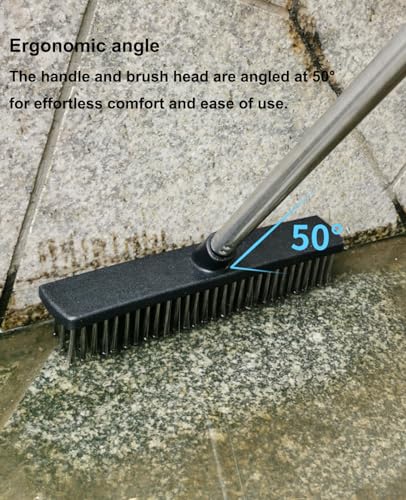Heavy-Duty Push Broom Brush - Perfect for Bathroom, Kitchen, Patio, Garage, Deck, Concrete, Wood, Stone, and Tile Floors (14.5" Stainless Steel Bristle-Black) - color: 14.5" Stainless Steel Bristle-black