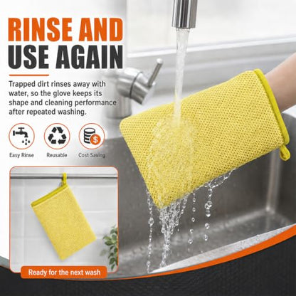 Clay Mitt for Car Detailing, No Scratch Reusable Magic Clay Bar Glove, Microfiber Auto Cleaning Supplies for Removing Debris from Paint, Glass, Wheels, Windshield(Yellow) - color: Yellow
