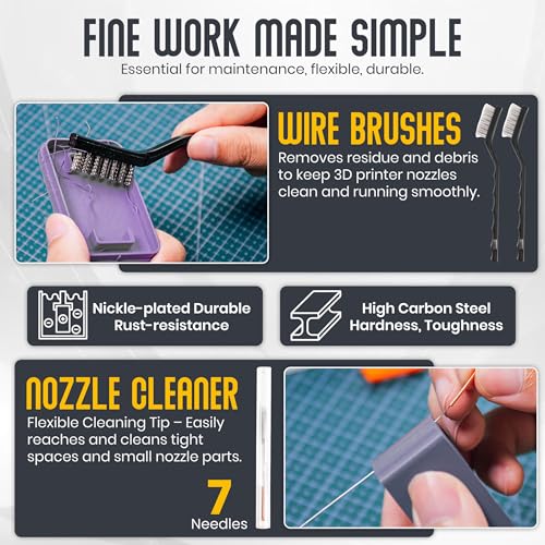 64 Pcs 3D Printer Tools Kit - 3D Printing Accessories with Nozzle Cleaning Needle Set - Scraper - Micro Cutter - Deburring Tool - Knife Set - Flat File and Brushes - Portable Storage Tool Bag Case - color: 64PCS