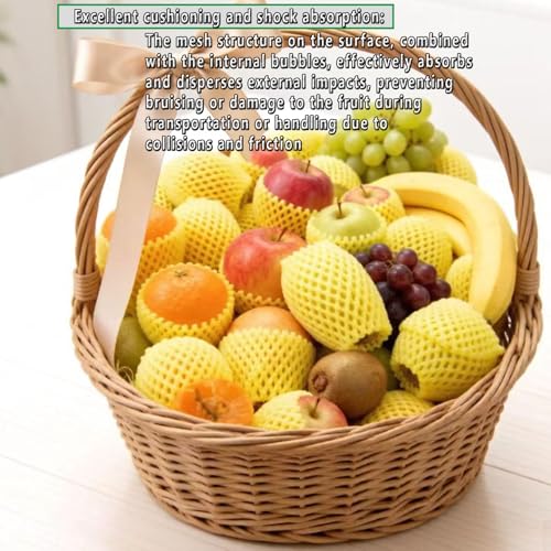 50 Pieces Fruit Protection Mesh Bags Foam Mesh Keep Safe Sleeves for Large Supermarkets, Shops, Yellow