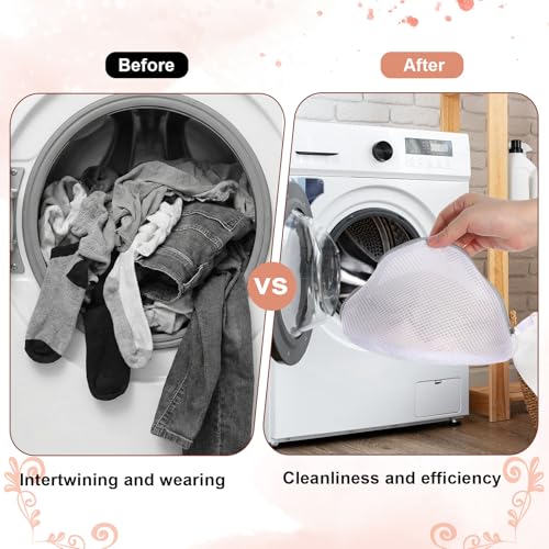2 PCS Bra Washing Bags, 2 Colors Mesh Wash Bag for Bras with Zipper Lingerie Washer Protector Large Bra Laundry Bags Women Mesh Lingerie Wash Bag for Washing Underwear & Delicates (Pink, Gray)