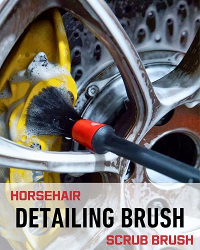 oesee Professional 4 Pack Long Handle Wheel Brush Kit for Cleaning Wheel and Tire- 2X Soft Wheel Cleaning Brush, Detailing Brush and Stiff Tire Brush, Bendable& Durable Wheel Rim Cleaner Brush Set - size: 4 Pack (Red & Black)