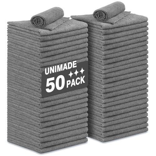 UNIMADE Microfiber Cleaning Cloth, 50 Pack Microfiber Towels - color: Grey, size: 50PK