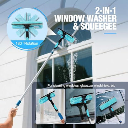 18FT Window Cleaning Kit, 3-12FT Telescoping Extension Pole - size: 3-12ft