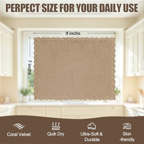 Kitinjoy 24 Pack Kitchen Cloths Dish Towels ，7" x 9" - color: Tan/Sky Blue/Navy Blue/Brown/Grass Green/Purple, size: 7 X 9 inch- 24 Pack