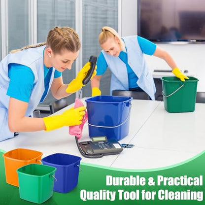 Zhehao 6 Pcs 3 Quart Small Sanitizer Cleaning Bucket, Orange, Green, Blue - color: Orange, Green, Blue