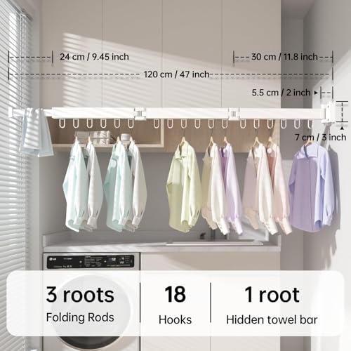 Abiglifty Clothes Drying Rack Wall Mounted, Laundry Drying Rack Collapsible