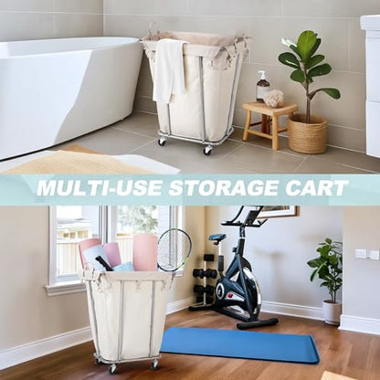 PLKOW 120L Rolling Laundry Hamper, Beige - color: Beige-120L