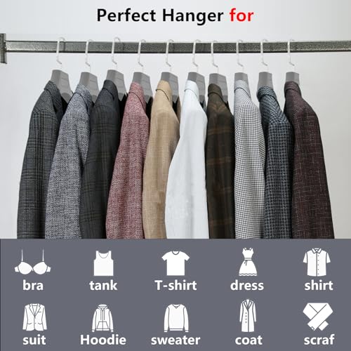 DEDU Suit Hangers for Men 40 Pack, Extra Wide Suit Hanger Non Slip Width 17.7", Thick Plastic Coat Hangers Grey with Metal Hook - color: Grey-40