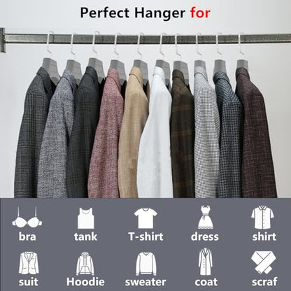 DEDU Suit Hangers for Men 40 Pack, Extra Wide Suit Hanger Non Slip Width 17.7", Thick Plastic Coat Hangers Grey with Metal Hook - color: Grey-40