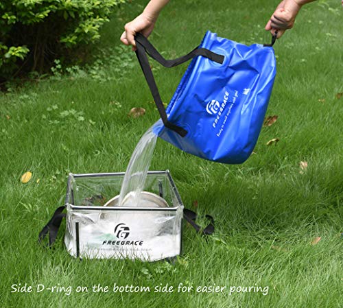 Freegrace Collapsible Water Bucket with Lid 23L Portable Camping Wash Basin - color: Navy Blue, size: 23L