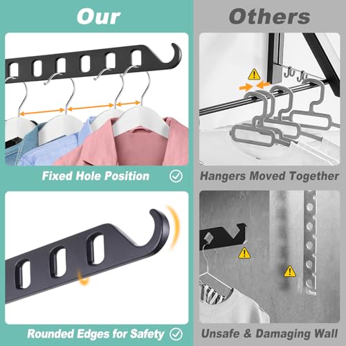 Wall Mounted Clothes Hanger with Swing Arm - 8-Hole Laundry Drying Rack | 180° Rotation & Space Saving for Laundry Room, Closet | Sturdy Hanging Bar | Solid Aluminium(2-Pack, Black) - color: Black (8-hole, 14.2")