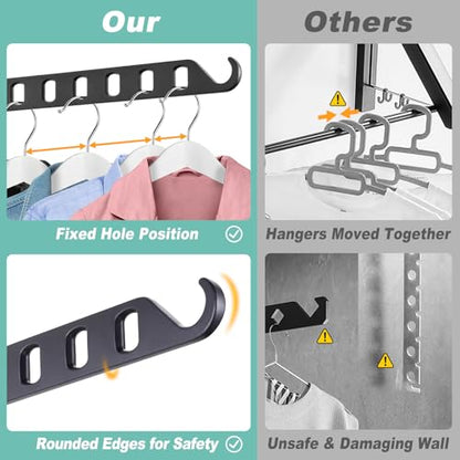 Wall Mounted Clothes Hanger with Swing Arm - 8-Hole Laundry Drying Rack | 180° Rotation & Space Saving for Laundry Room, Closet | Sturdy Hanging Bar | Solid Aluminium(2-Pack, Black) - color: Black (8-hole, 14.2")