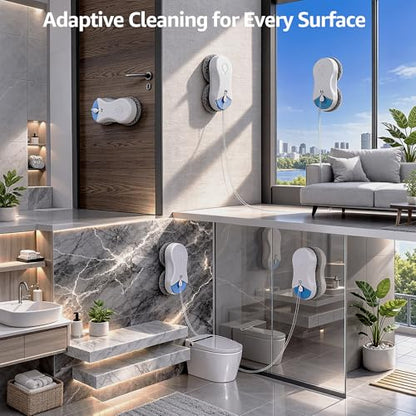 HUTT S55 Pro Window Cleaning Robot, 3D Floating Pads, Up to 6500Pa Suction, HydroJet Pump Spray, SLAM 4.0 Navigation, 80ml Water Tank, 6 x Cloths,Perfect for High-Rise Windows, Tiles and Glass - color: White