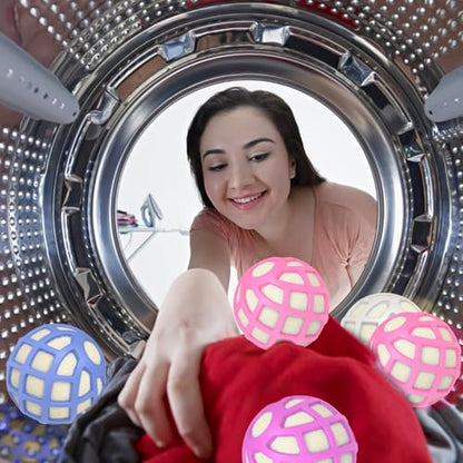Dryer Balls – Patented Silicone Guard, Natural Wool Core, Super Anti-Tangle & Saves Drying Time, Reduces Static & Noise, Natural Fabric Softener, XL 3" (Pink Light Blue, Pack of 4) - size: Pink Light Blue