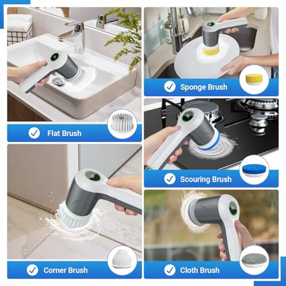 PUFTEM Electric Spin Scrubber, Cordless Shower Scrubber, Gray - color: Gray