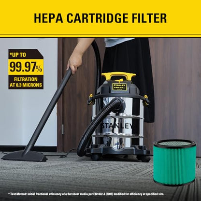 Stanley HEPA Cartridge Filter Fits Most 5–18 Gal Wet/Dry Vacuums 08-2566H - style: HEPA Cartridge Filter