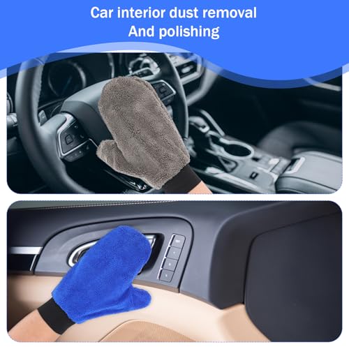 8 Pack Microfiber Cleaning Dusting Mitt, 4 Colors Washable Reusable Cleaning Gloves with Thumb Elastic Glove Cuffs for Car Wheel House Furniture Blinds Kitchen Dust