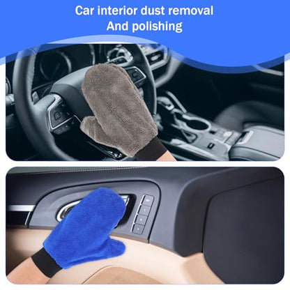 8 Pack Microfiber Cleaning Dusting Mitt, 4 Colors Washable Reusable Cleaning Gloves with Thumb Elastic Glove Cuffs for Car Wheel House Furniture Blinds Kitchen Dust