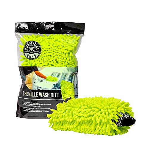 Chemical Guys, Chenille Microfiber Wash Mitt for Cars, Lime Green, Single - size: Regular