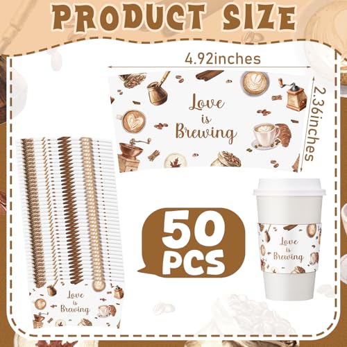 Jingmore 50 Pcs Love Is Brewing Coffee Disposable Sleeves - style: Love is Brewing