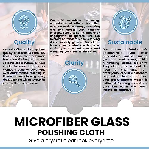 Trendy Bartender Toast to Perfection Microfiber Glass Polishing Lint-Free Cloth for Spotless Shine and a Residue-Free Finish - Pack of 5-25x20 inch - Grey - color: Gray, size: 25 x 20 Inch 5-Pack